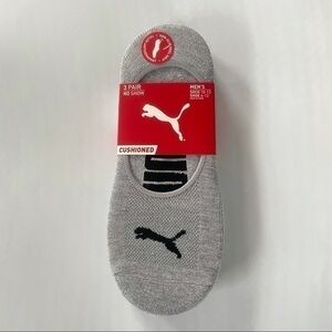 Puma men’s no show socks 3 pack size 6-12 gray